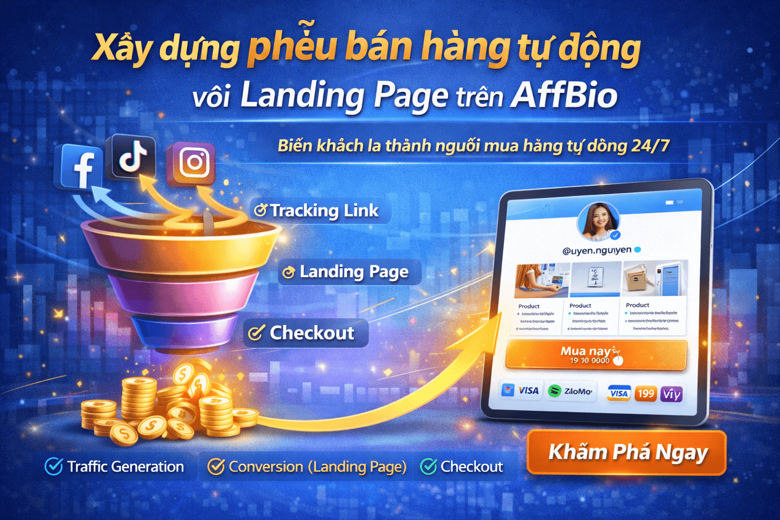 Xây dựng phễu bán hàng tự động với Landing Page trên AffBio